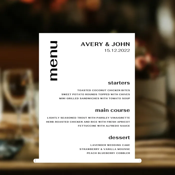 Acrylic Rectangle Wedding Table Menu