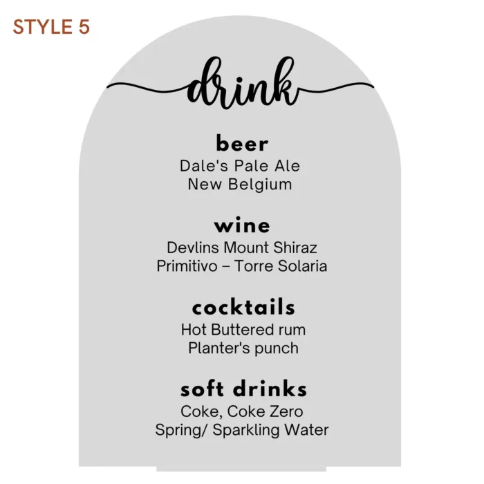 Acrylic Round Arch Wedding Table Menu - Image 5