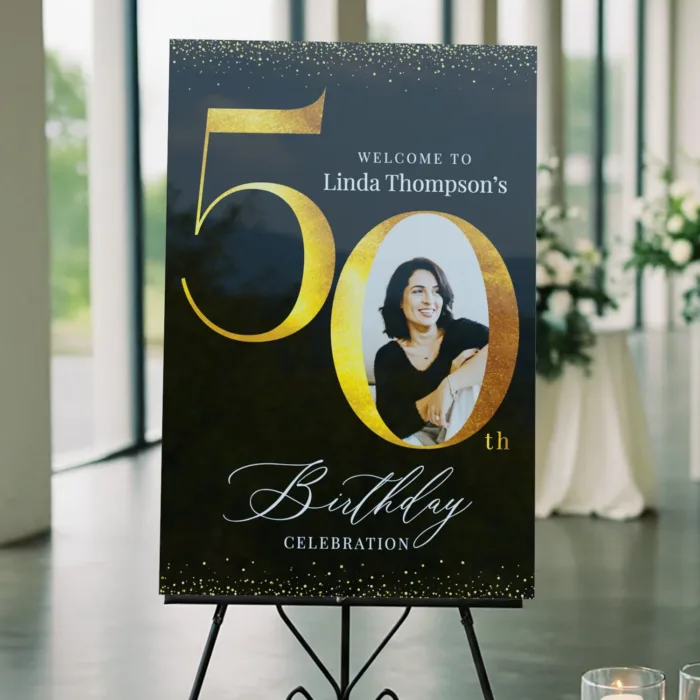 50th Birthday Sign With Picture - Image 2