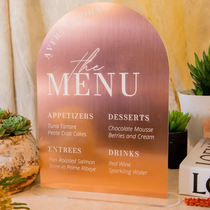 Acrylic Round Arch Wedding Table Menu - Image 2