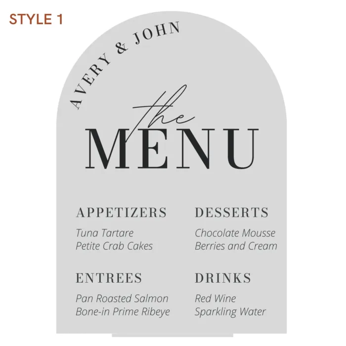 Acrylic Round Arch Wedding Table Menu - Image 9
