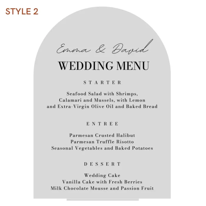 Acrylic Round Arch Wedding Table Menu - Image 8