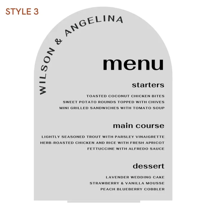 Acrylic Round Arch Wedding Table Menu - Image 7