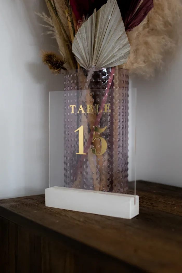 Table Number with Gold Text