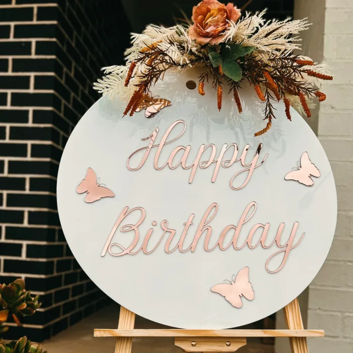 Acrylic 3D Double Layered Butterfly Birthday Round Sign