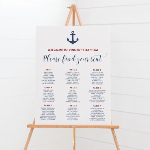 Anchor - Baptism Seating Chart