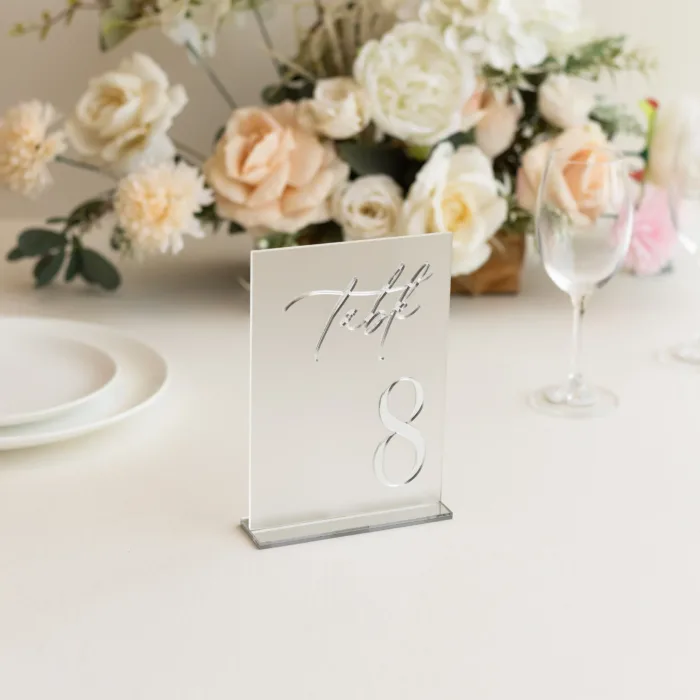 Frosted Acrylic Table Numbers - 3D Silver mirror - Image 2