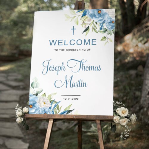 Welcome Sign - Blue Floral