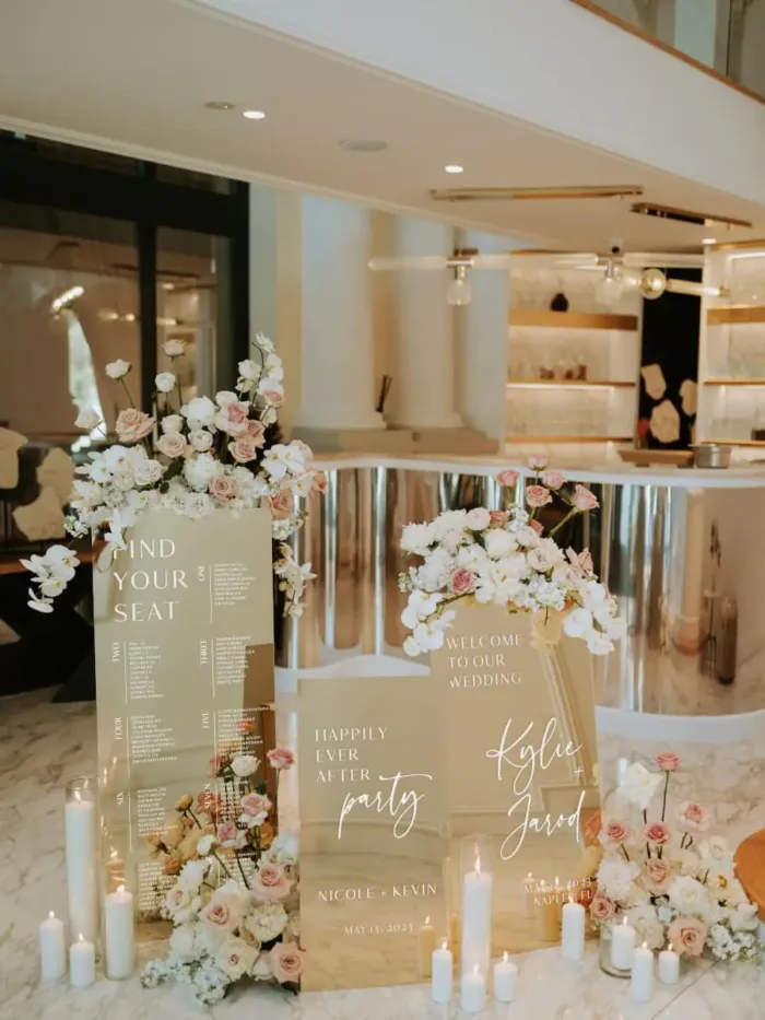 Ultimate Luxury Set of 3 Gold Mirror Wedding Signs Bundle