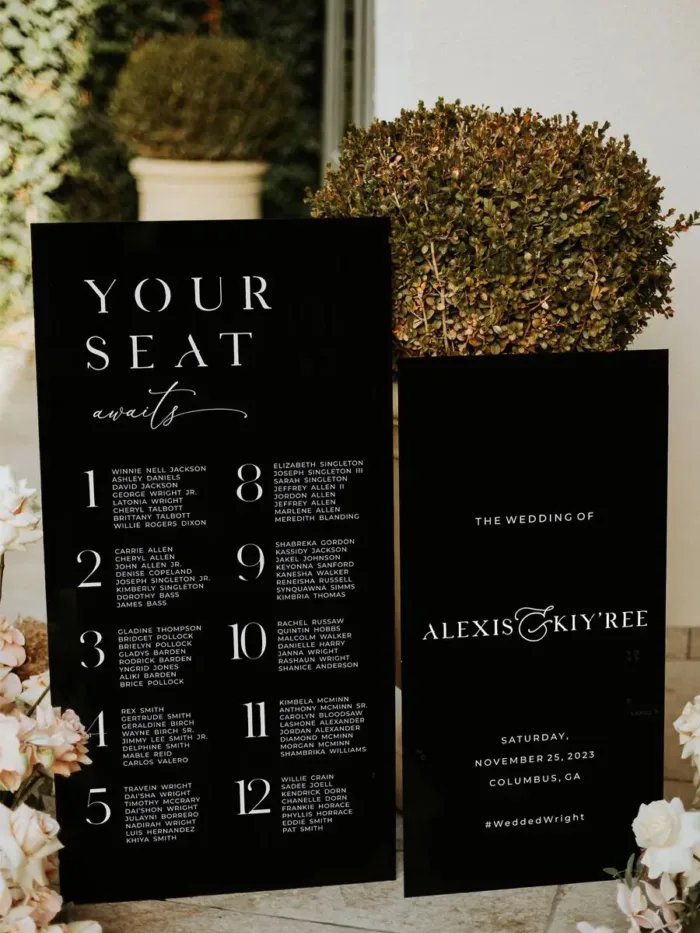 Luxury White Acrylic Welcome Sign & Seating Chart Combo (Variable Hire) - Image 3