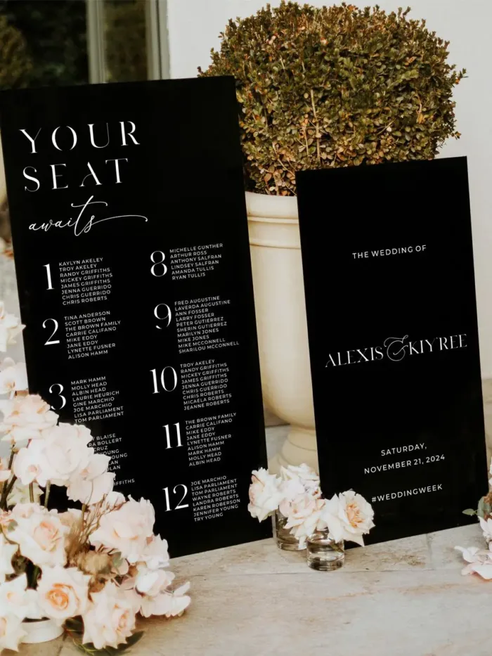 Luxury White Acrylic Welcome Sign & Seating Chart Combo (Variable Hire) - Image 2