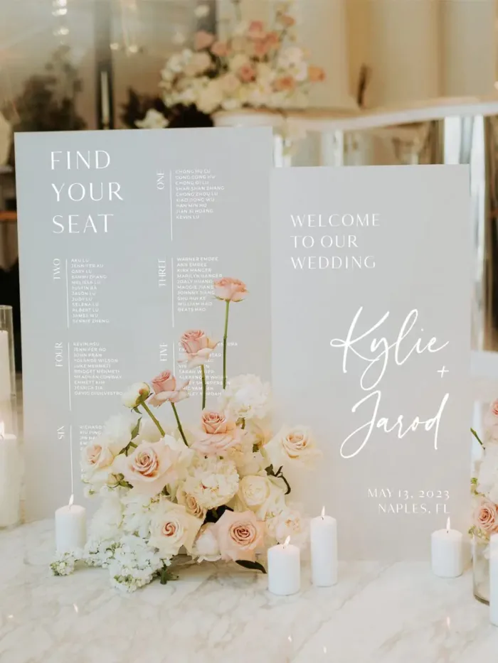 Modern Frosted Acrylic Wedding Signage Collection (Bundle & Individual Hire)