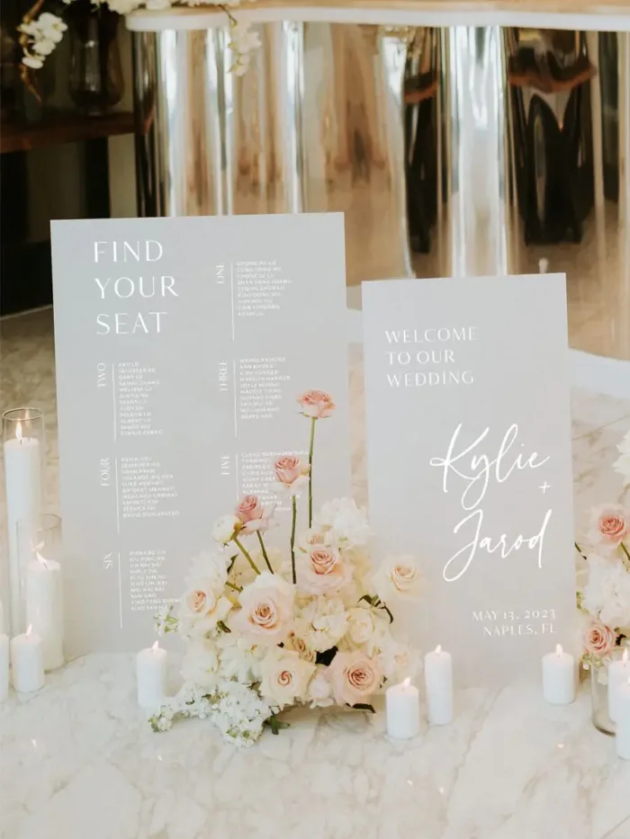 Modern Frosted Acrylic Wedding Signage Collection (Bundle & Individual Hire) - Image 2