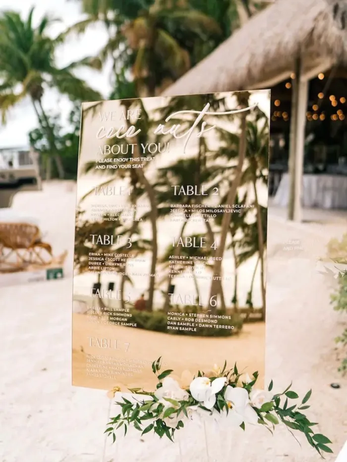 Ultimate Luxury Gold Mirror Acrylic Seating Chart (A1/A0 Hire)
