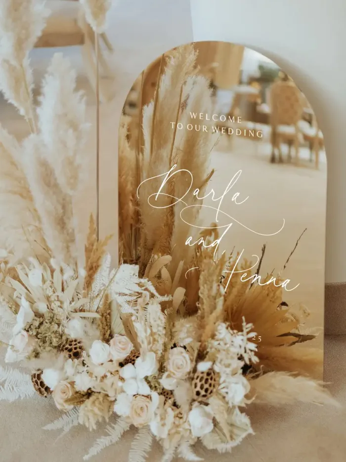 Ultimate Luxury Arched Gold Mirror Welcome Sign (A1/A0 Hire) - Image 2